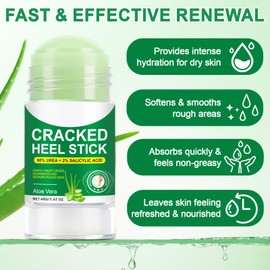 FANGCUN Heel Balm for Dry Cracked Feet (Aloe Vera), Urea Cream 60% Foot Balm Stick for Cracked Heel Repair - Moisturizes, Exfoliates, and Softens Dry, Thickened Skin, Callus Remover for Feet