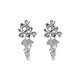 XFSRG Ohrringe Damen Silber Blumen Tropfen Lange Ohrstecker Schmuck Hochzeit Vintage