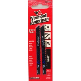 Vermont American 30012 U Shank 3-5/8-Inch 6TPI High Carbon Steel Jigsaw Blades