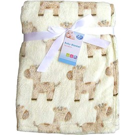 Super Soft & Fluffy Large Patterned Baby Blanket (Cream Ponies)