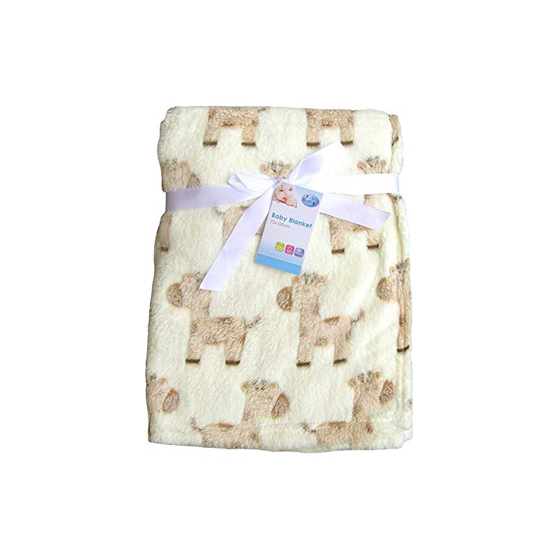 Super Soft & Fluffy Large Patterned Baby Blanket (Cream Ponies)