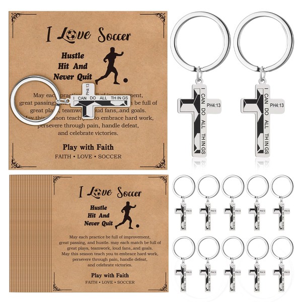 Quelay 24 Sets Cross Keychain with Greeting Cards for Men