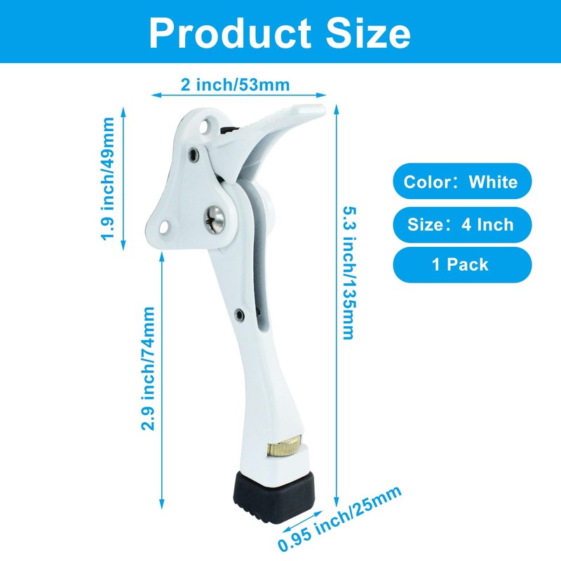 vibedor 1 Pack Kick Down Door Stopper, White Heavy Duty
