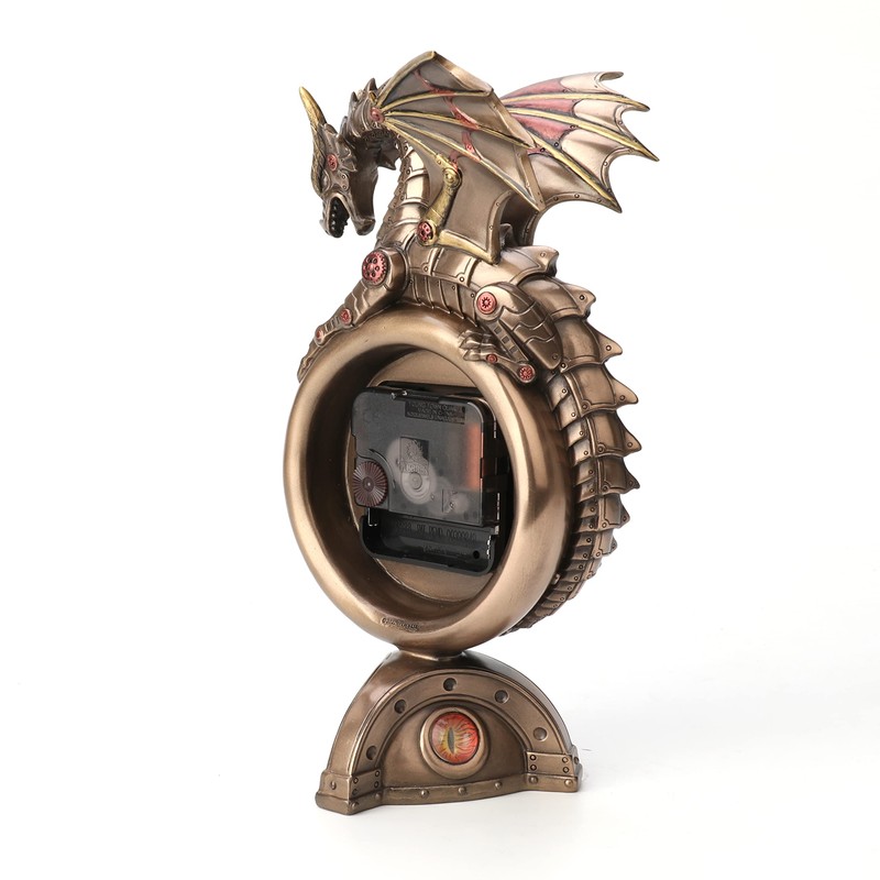 Veronese Design 9 Inch Steampunk Mechanical Dragon Clock Resin Sculpture