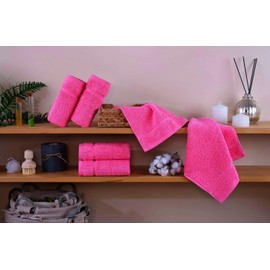 TEXTILESY 12X Face Cloth Towels (30 x 30 cm) 100% Egyptian Cotton Flannel Washcloth Set 600GSM Highly Absorbent Gym Spa Fingertip Towels (Pink), FT-12