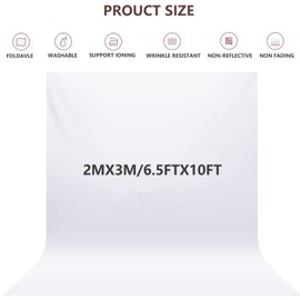 Voyzdx Fondo fotográfico, Plegable Telón de Fondo de para Estudio fotográfico para Estudio fotográfico para Fotografía, Vídeo y Televisión（Fondo Solo）-2Mx3M - Blanco