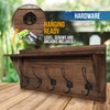 Rustic Wall Mounted Coat Rack Shelf - Brown Wooden Country