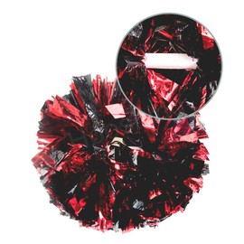 Hooshing 2PCS Cheerleading Pom Poms Black and Red with Baton Handle for Team Spirit Sports Dance Cheering