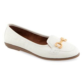 Aerosoles Women's Bobbi Ballet Flat, Eggnog Croco Faux Leather, 7 Wide