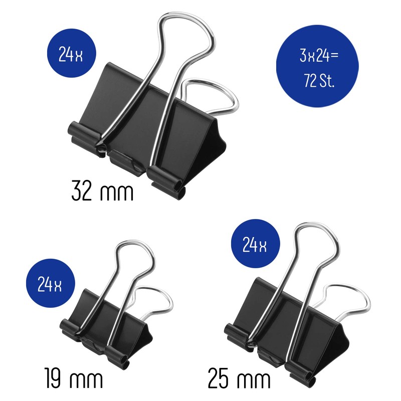 Westcot E-10719 00 Foldback Clips 72 Pieces Black Set of
