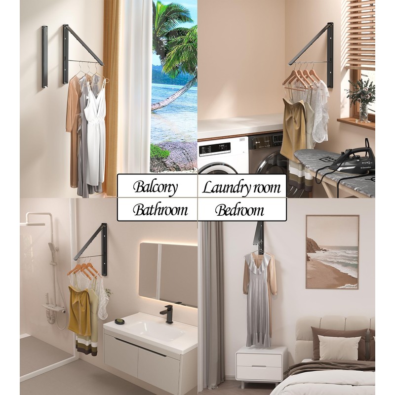 Dr.DJ Clothes Drying Rack Wall Mounted, Retractable & Foldable Clothes