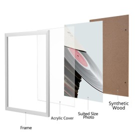 eletecpro 12.5x12.5 Record Frame, Silver, Sturdy and Lightweight PVC Album Frame Made to Display Vinyl Records, Home Decor LP Record Frame for Wall Easy to Hang Suit to 12x12 LP Covers, Set of 4