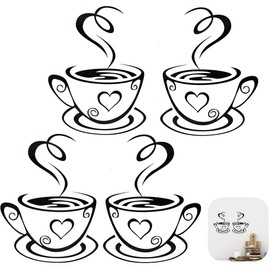 COYUN 2 x Wall Stickers, Coffee Wall Stickers, Coffee Cup, Wall Sticker, Black Cafe Wall Sticker, Kitchen for Coffee Shop, Office, Living Room, Dining Room, Kitchen, Coffee Wall Decoration