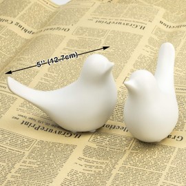 Steve and Steven Porcelain Ceramic Little Bird Figure Figurine Craft Statue Sculpture Modern Natural Contemporary Decoration Decor (2 Large White Birds)