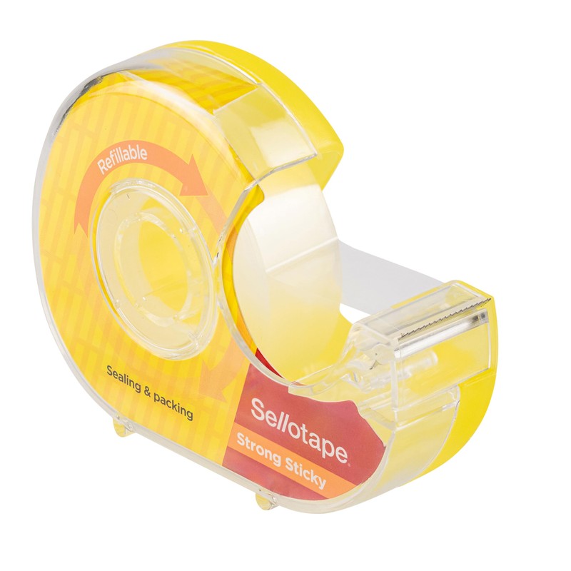 Sellotape Strong Sticky Transparent Tape with Dispenser, Crystal Clear, 18mm