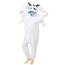 Oiziuzio Animal Unisex Onesie Holloween Cosplay Costume Dragon Pajamas for Adult Women Men White XL