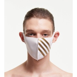 LOOKA | Protective Fashion Air Mask | Washable and Reusable | Comfortable | 4 Line White Gold (Small Medium)
