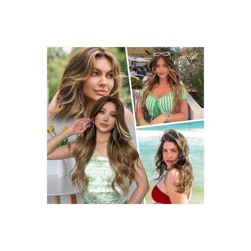 Extensiones de Cabello con Clip, Invisible Onduladas, 6 piezas, Ajustable