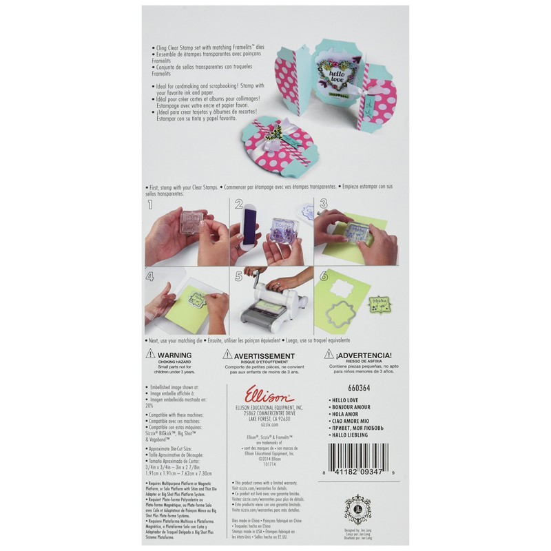 Sizzix Framelits Die Set with Stamps Hello Love by Jen