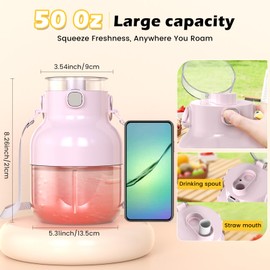 TELANPU 50oz Family-Size Portable Blender for Smoothies, Shakes & Juice, True On-The-Go Licuadora with Re-Blending for Office, Gym and Travel, Leak-Proof, BPA-Free, USB-C Rechargeable, Ideal Gift