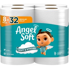 Toilet Paper, 8 Mega Rolls = 32 Regular Rolls, Soft and Strong Toilet Tissue