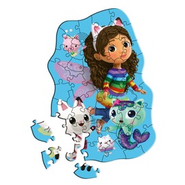 Trefl - Puzzle in Legno: Gabby's Dollhouse, L'Allegra Gabby - 50 Pezzi, Puzzle ad Incastro Wooden Puzzle, Forme Irregolari, 10 Personaggi, Puzzle Moderno per Bambini dai 5 Anni