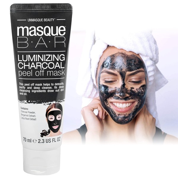 masque BAR Luminizing Charcoal Facial Peel Off Mask (70 ml/Tube) — Korean Beauty Skin Care Treatment —Absorbs Impurities & Excess Oil, Exfoliates, Heals Blemishes, Removes Blackheads,Anti-Inflammatory