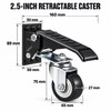 4 Pack 2.5 Inch Retractable Workbench Casters, 360° Swivel Liftable