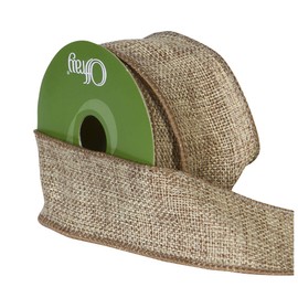 Berwick Offray 1.5" Wide Rustic Saddle Polyester Ribbon, Natural Brown, 4 Yards