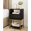 AEPOALUA Nightstand,Modern Bedside Table with One Drawer and Two Shelf，Black
