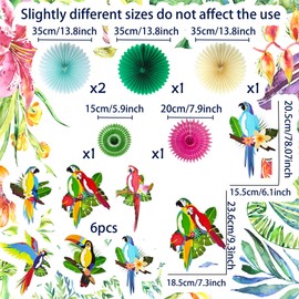 Tropical Birds Honeycomb Paper Cutouts Parrot Honeycomb Palm Leaves Banner Hawaiian Beach Luau Party Hanging Decorations Tiki Bar Supplies