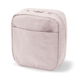 MUJI 84475870 Wrinkle Nylon Wide Open Square Pouch, Pink, Approx. 5.5 x 6.3 x 2.4 inches (14 x 16 x 6 cm)