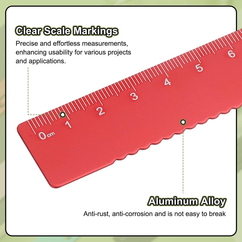 sourcing map 2pcs Straight Ruler 15cm Metric Metal Aluminum Alloy