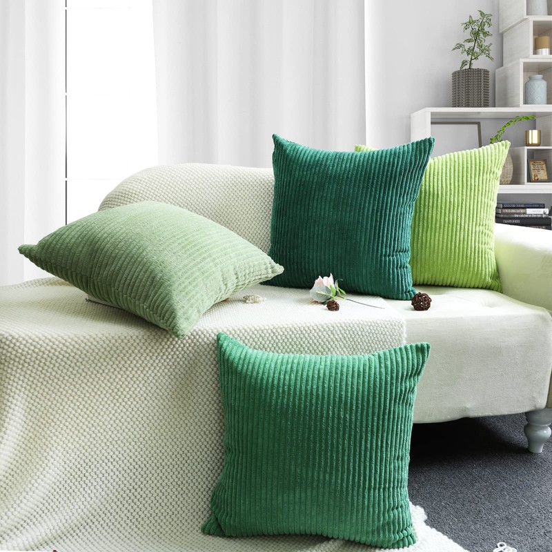 MEKAJUS Pack of 4 Pillow Covers 18x18 Green Decorative Throw