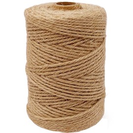 Leecogo - Cuerda de yute de 328 pies, 2 mm, 3 capas, resistente para manualidades, tarros de albañil, decoraciones rústicas, jardinería, materiales de embalaje industriales