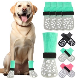 BINGPET 4Pcs Dog Socks to Prevent Licking Paws Double Sides Grips,Dog Shoes for Hot Pavement & Hardwood Floors Anti Slip,Traction Dog Booties and Paw Protectors for Small Medium Large Senior Dogs