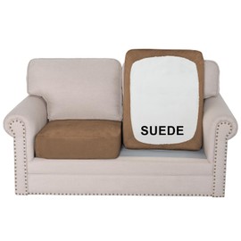 H.VERSAILTEX Suede Stretch Couch Cushion Covers, Love Seat Sofa Cushion Covers Replacement, Couch Protector Slipcovers for Pets Washable (2 Piece Loveseat Covers for 2 Cushion, Mocha)
