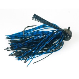 BUCKEYE LURES 3/4 Oz Football Jig with Flat Head, Silicone Skirting & Fiber Weed Guard | Durable Versatile Fishing Bait | Black/Blue
