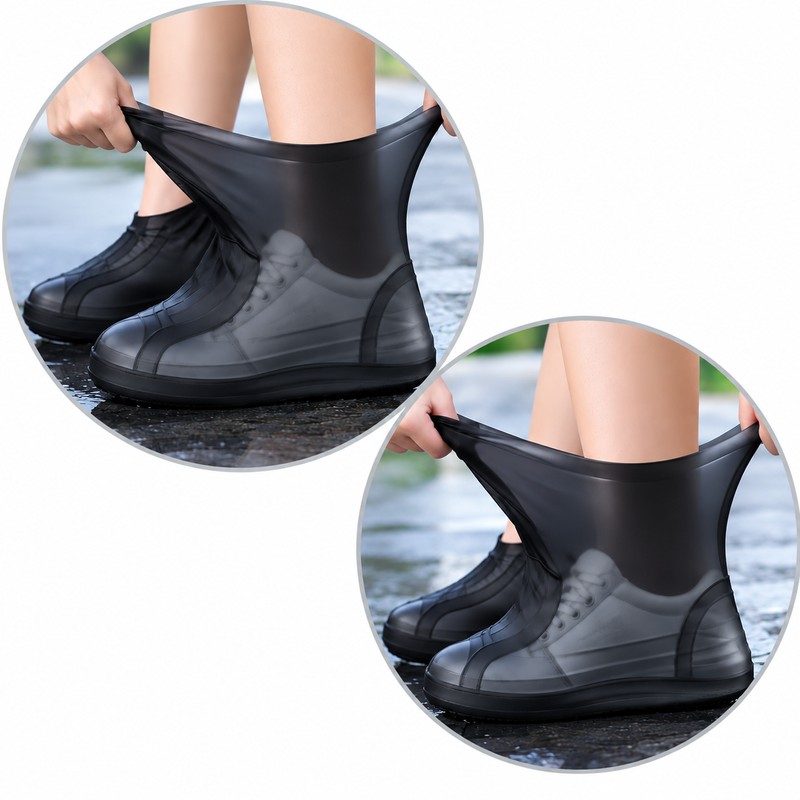 2 Pairs Reusable Waterproof Shoe Covers for Rainy Days –