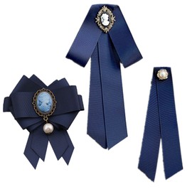 JinYu Pack of 3 Bowknot Rhinestone Ribbon Bow Brooch Pre-Tied Bow Tie for Women Tie Wedding Party Christmas Gifts Ceremony, blue