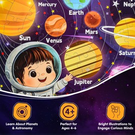 gawis global 57-Piece Solar System Floor Puzzle, Educational and Interactive Toy, Jigsaw Puzzle for Kids Ages 4-6, Large Puzzle for Family Time and STEM Learning