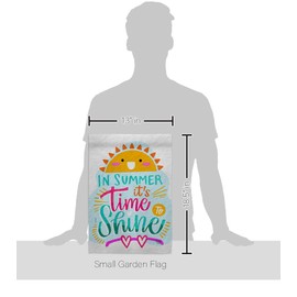 Ornament Collection Time to Shine Garden Flag Set Wood Dowel Summer Fun in The Sun Beach Pool Luau Tropical Party Season Outdoor Summertime Sunny House Banner Small Yard Gift Double-Sided, Made In USA