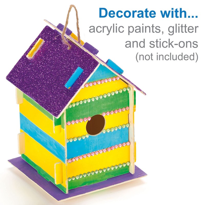 Baker Ross EF665 Wooden Birdhouse Kits (Pack Of 2) For