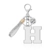 Silver Initial Keychains with Sparkly Rhinestone Lanyard, Alphabet A-Z Keyring