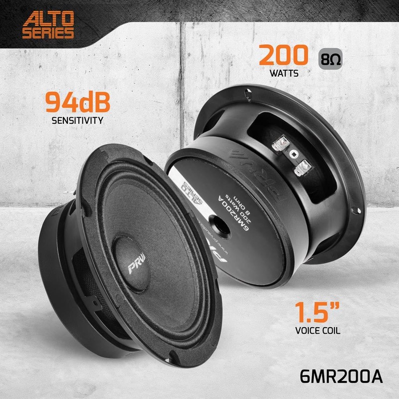 PRV AUDIO 6.5 Inch Shallow Midrange Speaker, 6MR200A, 200 Watts,
