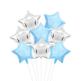 AnnoDeel 20pcs Silver Blue Star Foil Balloons,18inch Silver and light Blue Star Mylar Balloons for Baby Shower Wedding Birthday Engagement Graduation Party Decoration