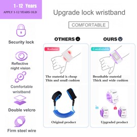 Toddler Harness Walking Leash- Child Anti Lost Wrist Link - Child Safety Harness - Upgrade with Reflective(6.5ft) - for Boys and Girls,Not Easy to Open Without Key (Purple)