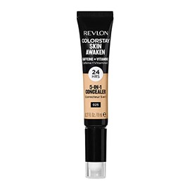 Revlon ColorStay Skin Awaken Corrector 5 en 1, maquillaje facial ligero, cremoso y duradero con cafeína y vitamina C, para imperfecciones, círculos oscuros y enrojecimiento, 025 beige claro, 0.27 fl oz
