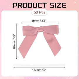 PATIKIL 50 Pcs Satin Ribbon Twist Tie Bows 3.5 Inch Small Craft Bows for DIY Gift Wrapping Champagne Bottle Wedding Christmas Birthday Decor, Rose Gold