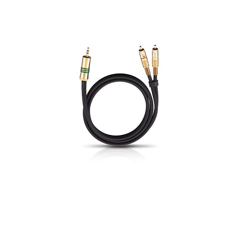 OEHLBACH Y-Adaptor 3,50mm jack to 2 RCA Plugs. Colour: Black.